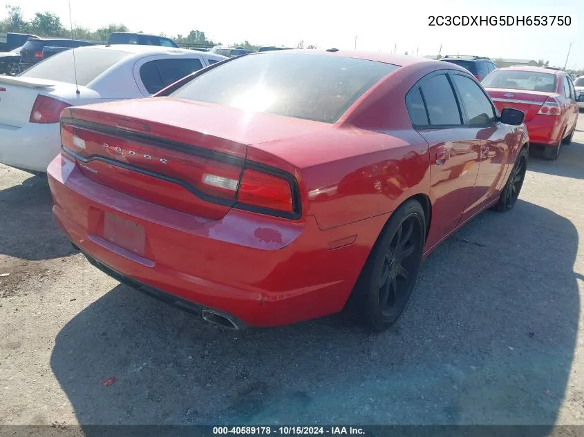 2013 Dodge Charger Sxt VIN: 2C3CDXHG5DH653750 Lot: 40589178