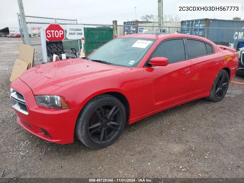 2013 Dodge Charger Sxt VIN: 2C3CDXHG3DH567773 Lot: 40728345