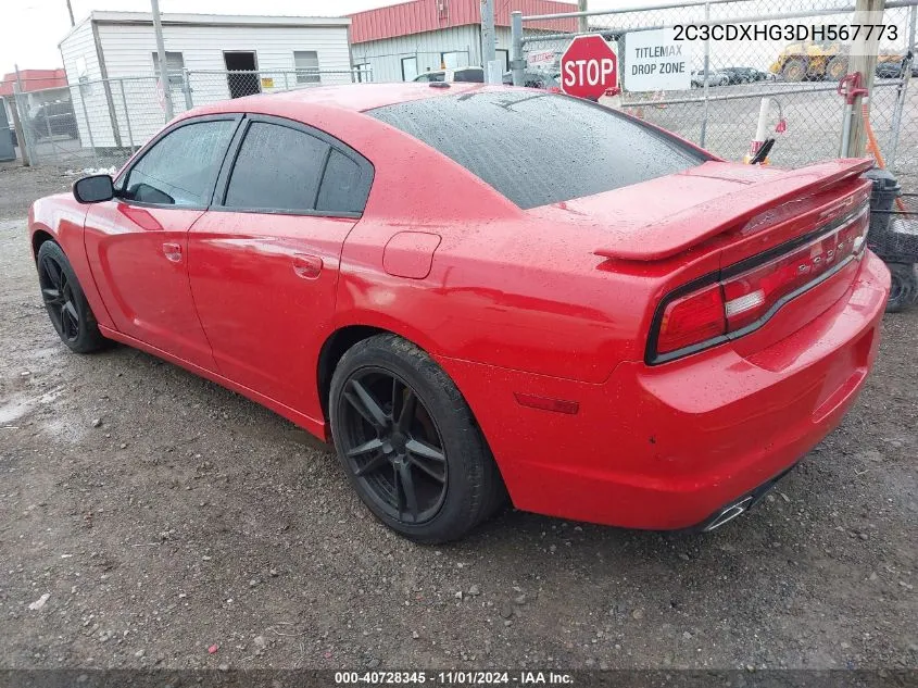 2013 Dodge Charger Sxt VIN: 2C3CDXHG3DH567773 Lot: 40728345