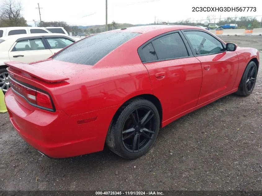 2013 Dodge Charger Sxt VIN: 2C3CDXHG3DH567773 Lot: 40728345