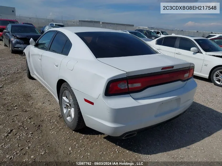 2014 Dodge Charger Se VIN: 2C3CDXBG8EH217548 Lot: 12087762