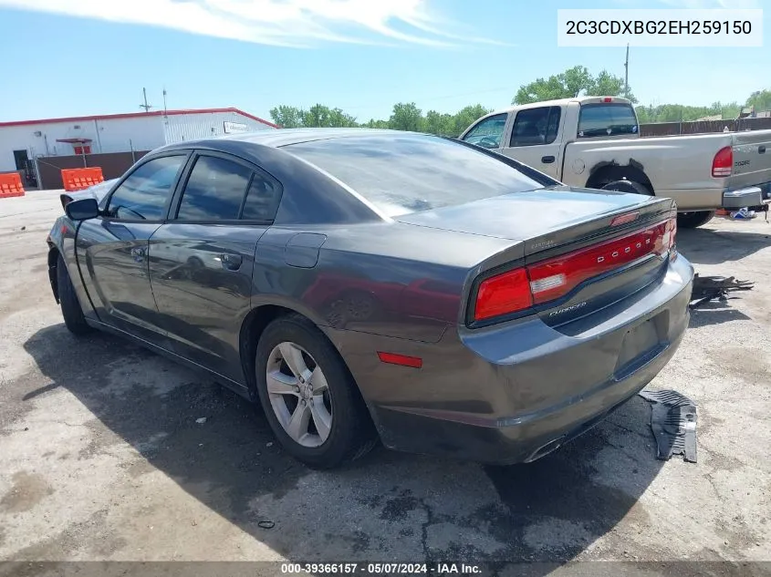 2014 Dodge Charger Se VIN: 2C3CDXBG2EH259150 Lot: 39366157