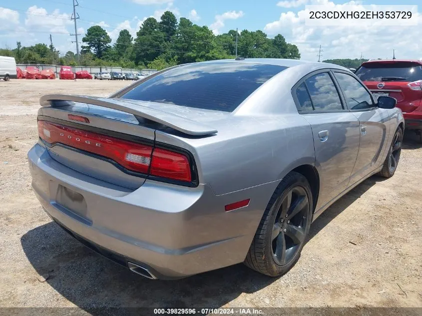 2014 Dodge Charger Sxt VIN: 2C3CDXHG2EH353729 Lot: 39829596