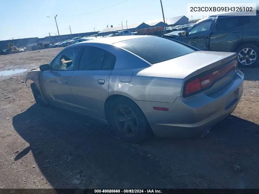 2014 Dodge Charger Se VIN: 2C3CDXBG9EH326102 Lot: 40026640