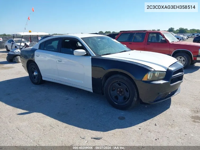 2014 Dodge Charger Police VIN: 2C3CDXAG3EH358514 Lot: 40209006