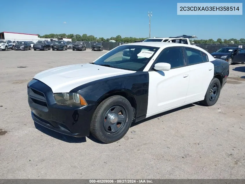 2014 Dodge Charger Police VIN: 2C3CDXAG3EH358514 Lot: 40209006