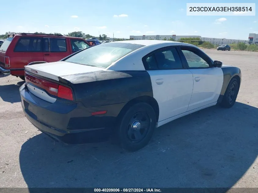 2014 Dodge Charger Police VIN: 2C3CDXAG3EH358514 Lot: 40209006