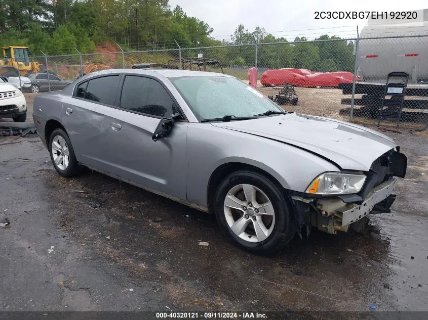 2014 Dodge Charger Se VIN: 2C3CDXBG7EH192920 Lot: 40320121