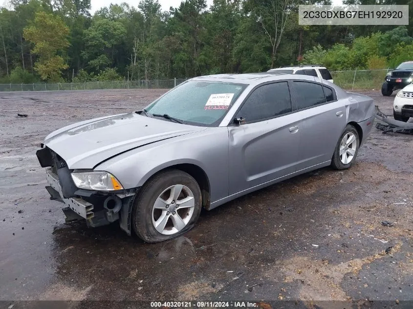 2014 Dodge Charger Se VIN: 2C3CDXBG7EH192920 Lot: 40320121