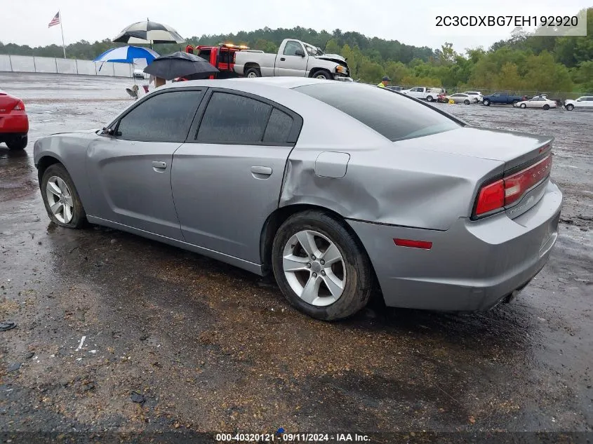 2014 Dodge Charger Se VIN: 2C3CDXBG7EH192920 Lot: 40320121