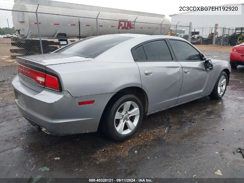 2014 Dodge Charger Se VIN: 2C3CDXBG7EH192920 Lot: 40320121