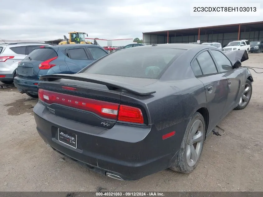 2014 Dodge Charger R/T VIN: 2C3CDXCT8EH103013 Lot: 40321083