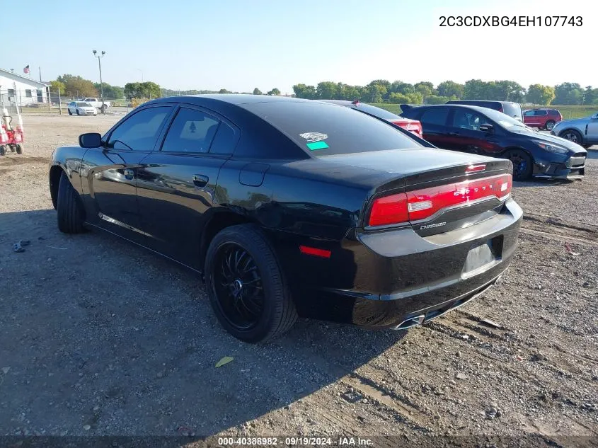 2014 Dodge Charger Se VIN: 2C3CDXBG4EH107743 Lot: 40388982