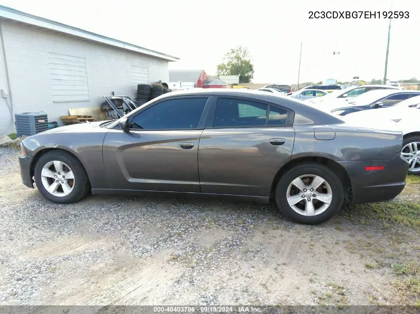 2014 Dodge Charger Se VIN: 2C3CDXBG7EH192593 Lot: 40403786