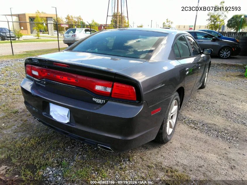 2014 Dodge Charger Se VIN: 2C3CDXBG7EH192593 Lot: 40403786