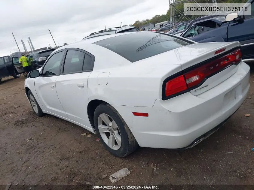 2014 Dodge Charger Se VIN: 2C3CDXBG5EH375118 Lot: 40422946