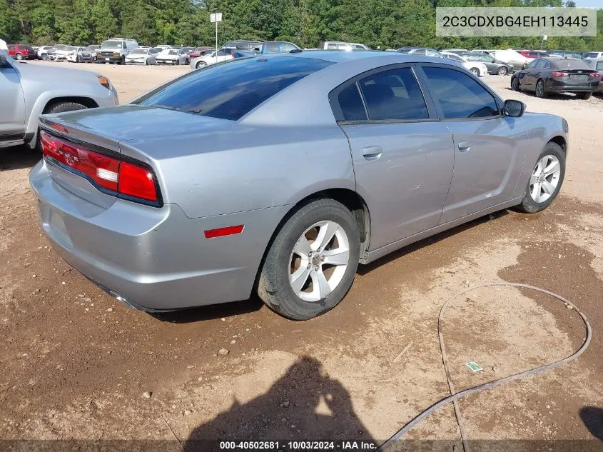 2014 Dodge Charger Se VIN: 2C3CDXBG4EH113445 Lot: 40502681