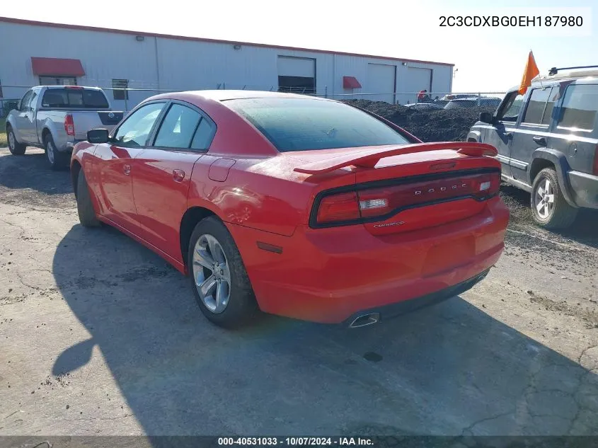 2014 Dodge Charger Se VIN: 2C3CDXBG0EH187980 Lot: 40531033