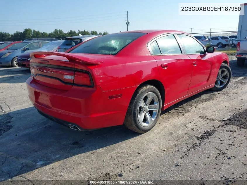 2014 Dodge Charger Se VIN: 2C3CDXBG0EH187980 Lot: 40531033