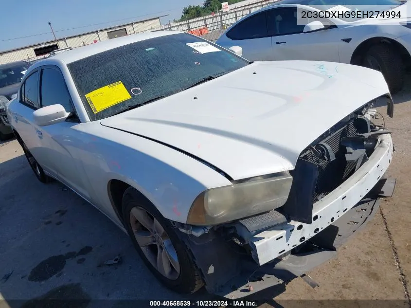 2014 Dodge Charger Sxt VIN: 2C3CDXHG9EH274994 Lot: 40658539