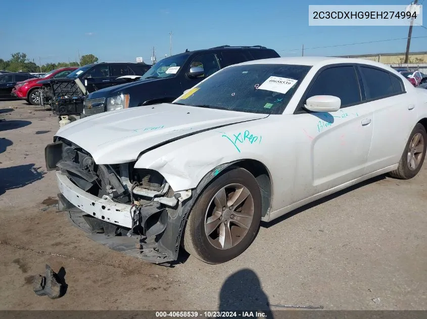 2014 Dodge Charger Sxt VIN: 2C3CDXHG9EH274994 Lot: 40658539