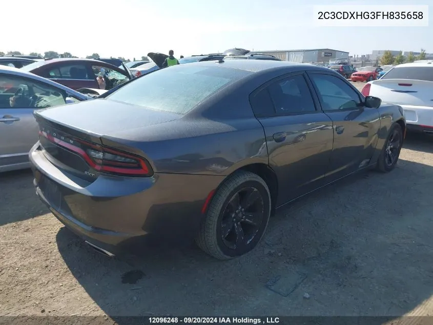 2015 Dodge Charger VIN: 2C3CDXHG3FH835658 Lot: 12096248