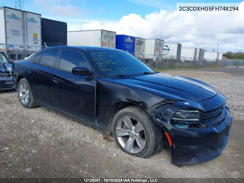 2015 Dodge Charger Sxt VIN: 2C3CDXHG5FH748294 Lot: 12125207