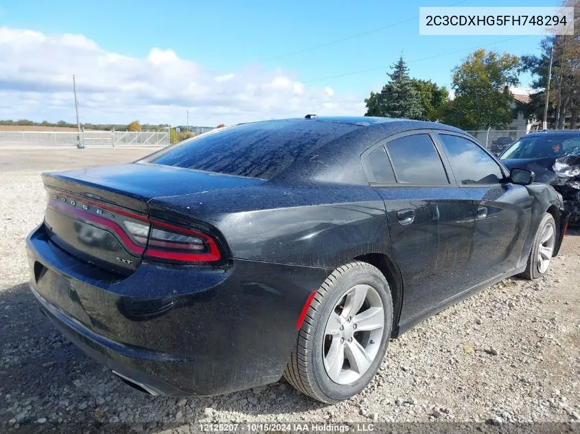 2015 Dodge Charger Sxt VIN: 2C3CDXHG5FH748294 Lot: 12125207