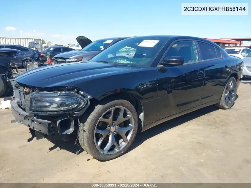 2015 Dodge Charger Sxt VIN: 2C3CDXHGXFH858144 Lot: 38850991