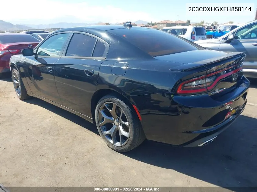 2015 Dodge Charger Sxt VIN: 2C3CDXHGXFH858144 Lot: 38850991