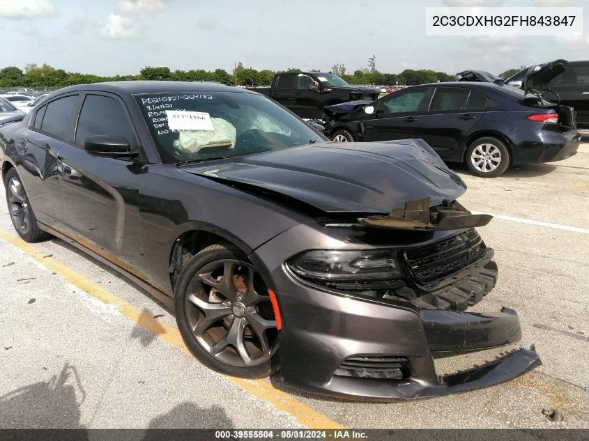 2015 Dodge Charger Sxt VIN: 2C3CDXHG2FH843847 Lot: 39555504