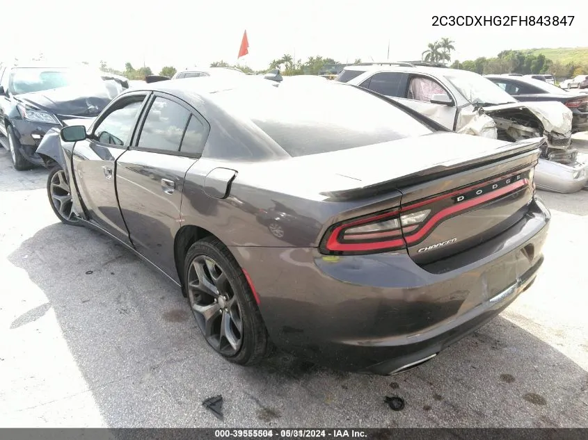 2015 Dodge Charger Sxt VIN: 2C3CDXHG2FH843847 Lot: 39555504