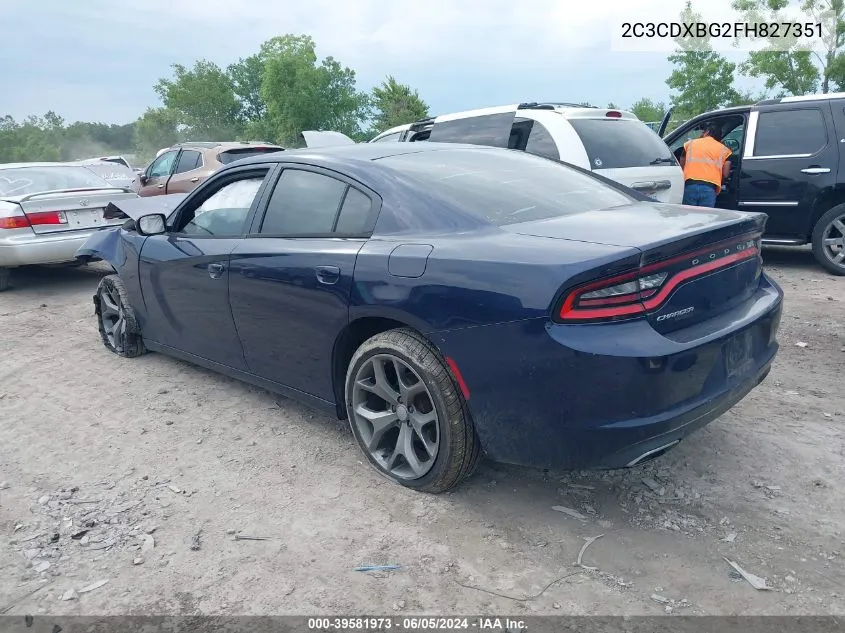 2015 Dodge Charger Se VIN: 2C3CDXBG2FH827351 Lot: 39581973