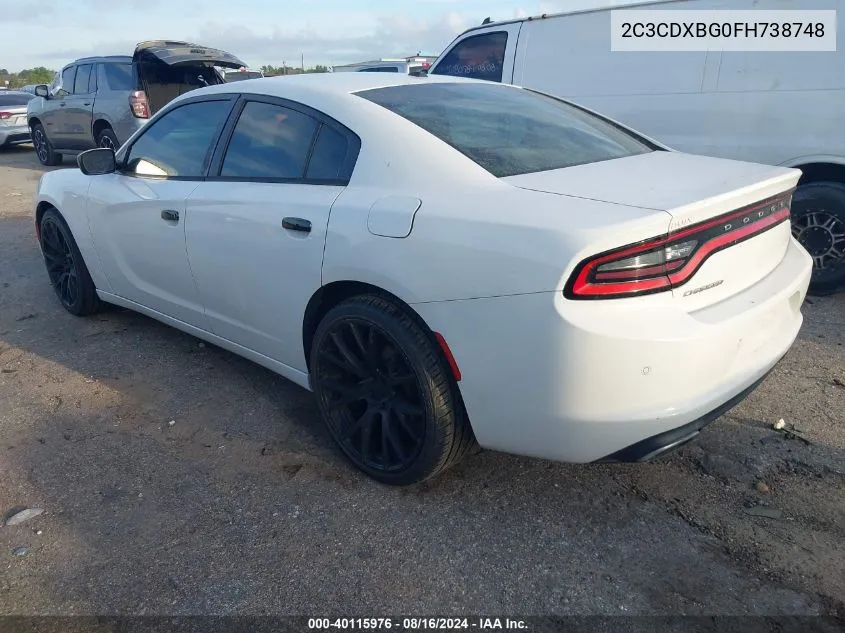 2015 Dodge Charger Se VIN: 2C3CDXBG0FH738748 Lot: 40115976