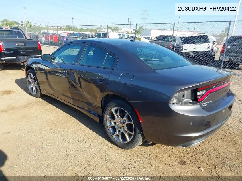 2015 Dodge Charger Se VIN: 2C3CDXFG1FH920422 Lot: 40134677