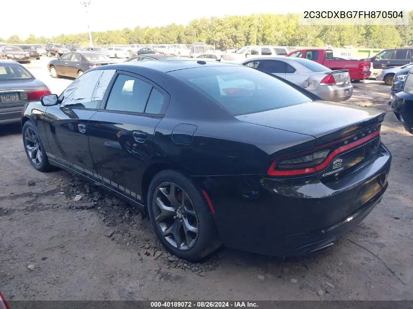 2015 Dodge Charger Se VIN: 2C3CDXBG7FH870504 Lot: 40189072