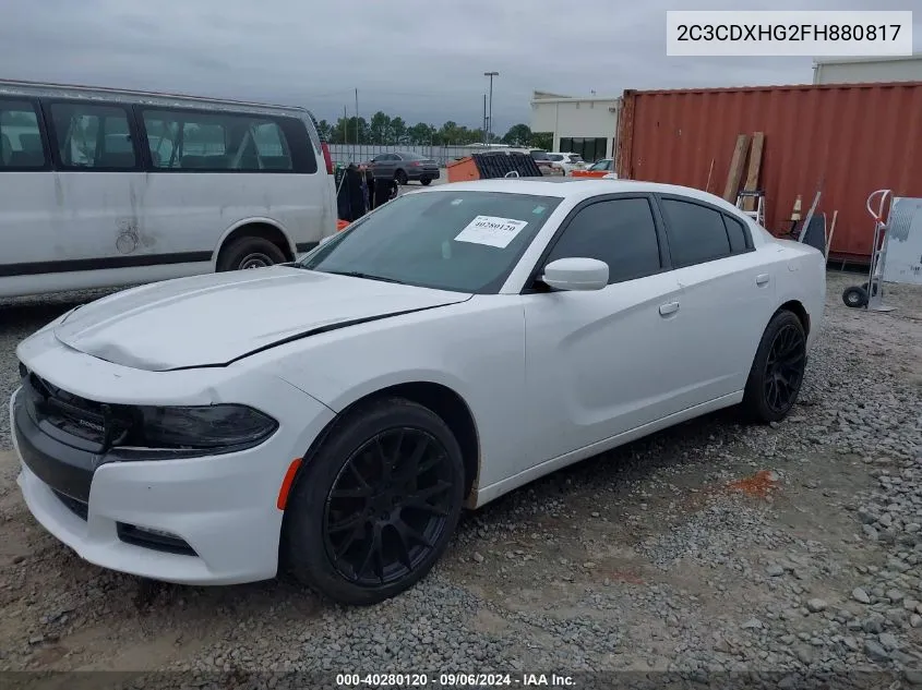 2015 Dodge Charger Sxt VIN: 2C3CDXHG2FH880817 Lot: 40280120