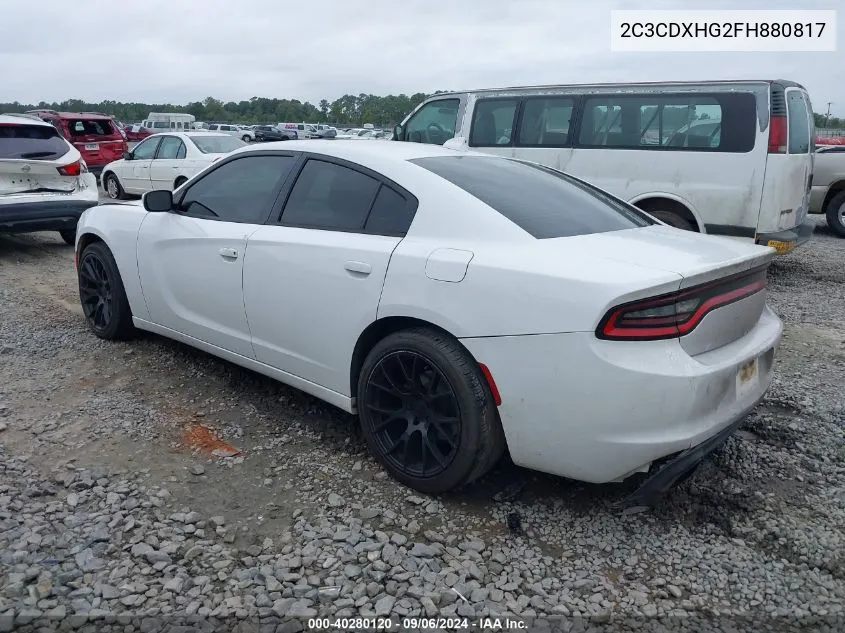 2015 Dodge Charger Sxt VIN: 2C3CDXHG2FH880817 Lot: 40280120