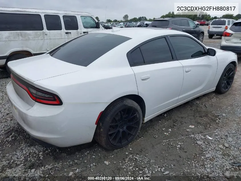 2015 Dodge Charger Sxt VIN: 2C3CDXHG2FH880817 Lot: 40280120