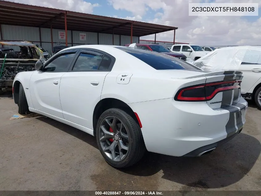 2015 Dodge Charger R/T VIN: 2C3CDXCT5FH848108 Lot: 40288847