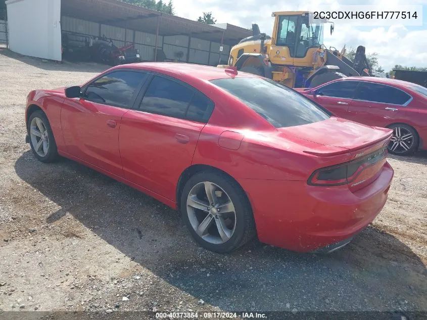 2015 Dodge Charger Sxt VIN: 2C3CDXHG6FH777514 Lot: 40373854