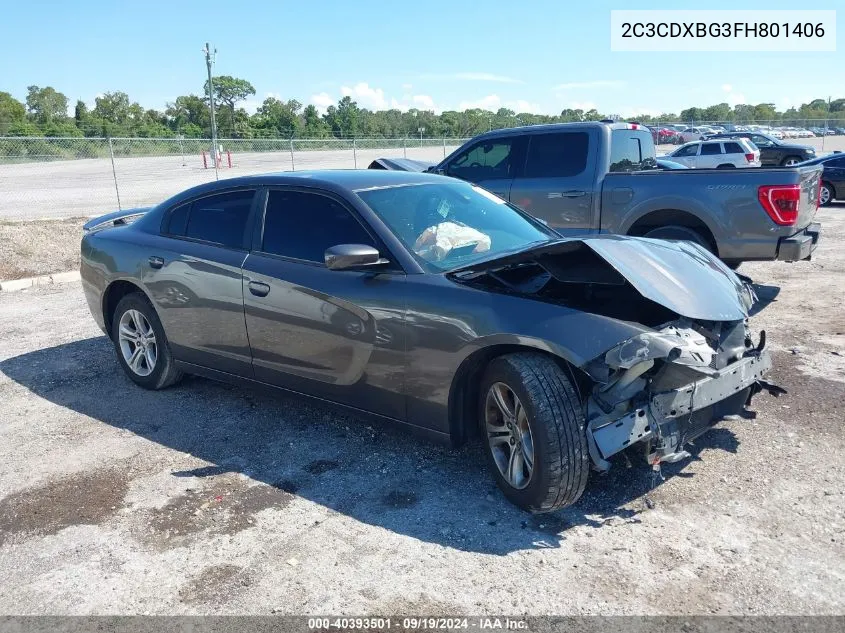 2015 Dodge Charger Se VIN: 2C3CDXBG3FH801406 Lot: 40393501