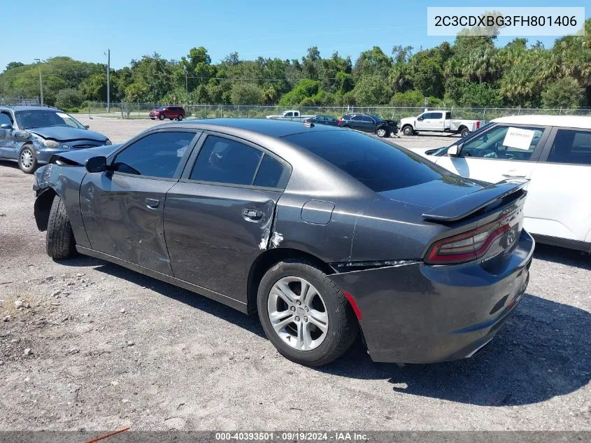 2015 Dodge Charger Se VIN: 2C3CDXBG3FH801406 Lot: 40393501