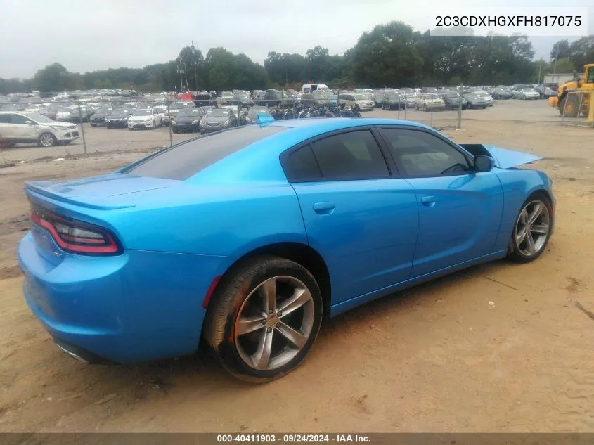 2015 Dodge Charger Sxt VIN: 2C3CDXHGXFH817075 Lot: 40411903