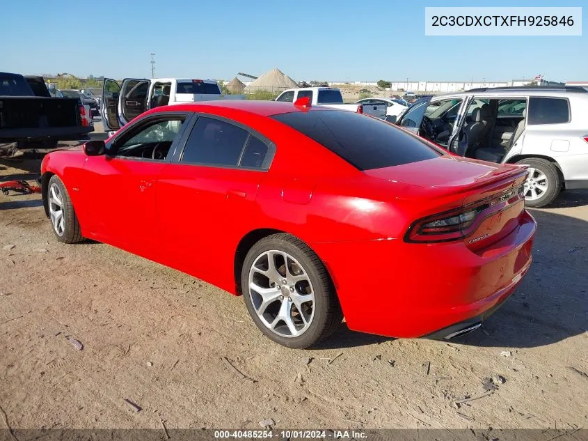 2015 Dodge Charger R/T VIN: 2C3CDXCTXFH925846 Lot: 40485254