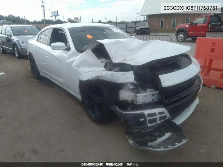 2015 Dodge Charger Sxt VIN: 2C3CDXHG8FH768751 Lot: 40523868