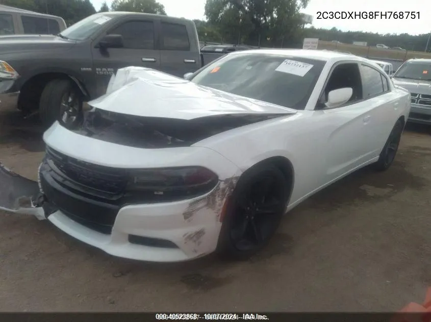 2015 Dodge Charger Sxt VIN: 2C3CDXHG8FH768751 Lot: 40523868