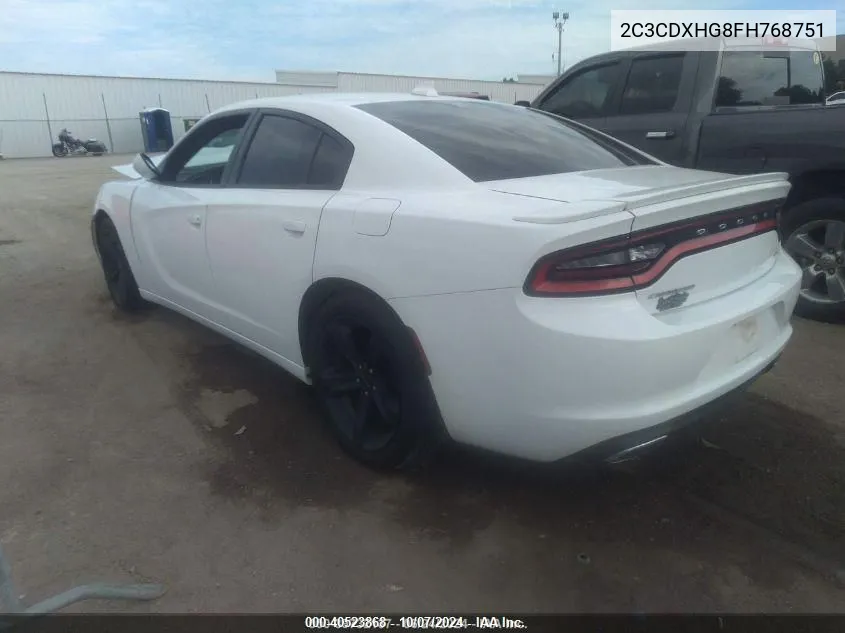 2015 Dodge Charger Sxt VIN: 2C3CDXHG8FH768751 Lot: 40523868