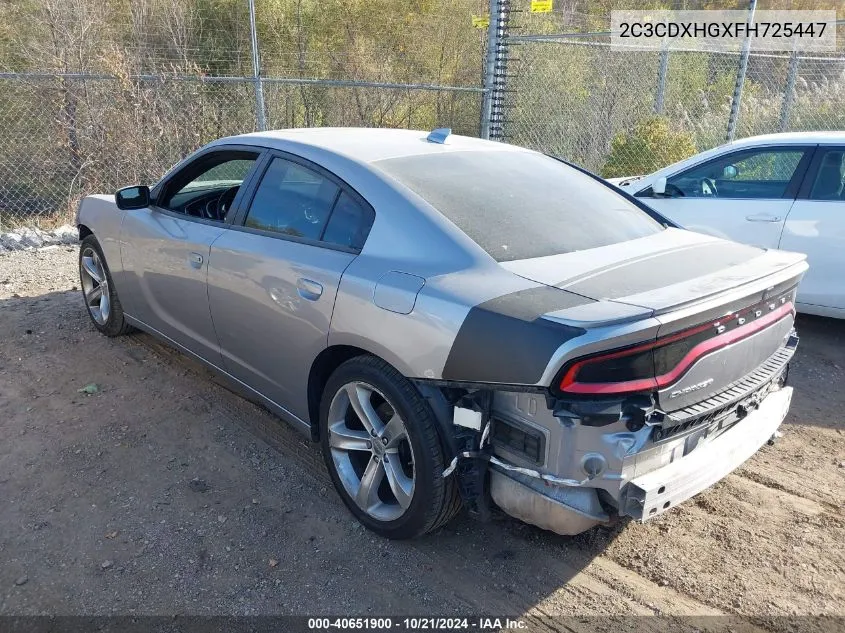 2015 Dodge Charger Sxt VIN: 2C3CDXHGXFH725447 Lot: 40651900