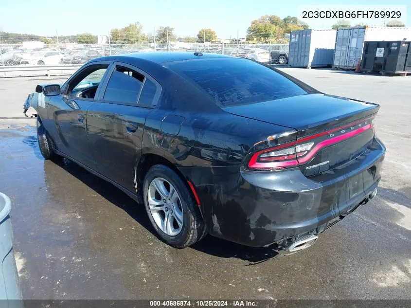 2015 Dodge Charger Se VIN: 2C3CDXBG6FH789929 Lot: 40686874